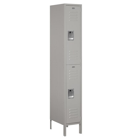 Salsbury Industries Wardrobe Locker, 12" W, 18" D, 78" H, (1) Wide, (2) Openings, Gray 62168GY-A